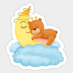 Cute Bear Sleeping on Moon Sticker